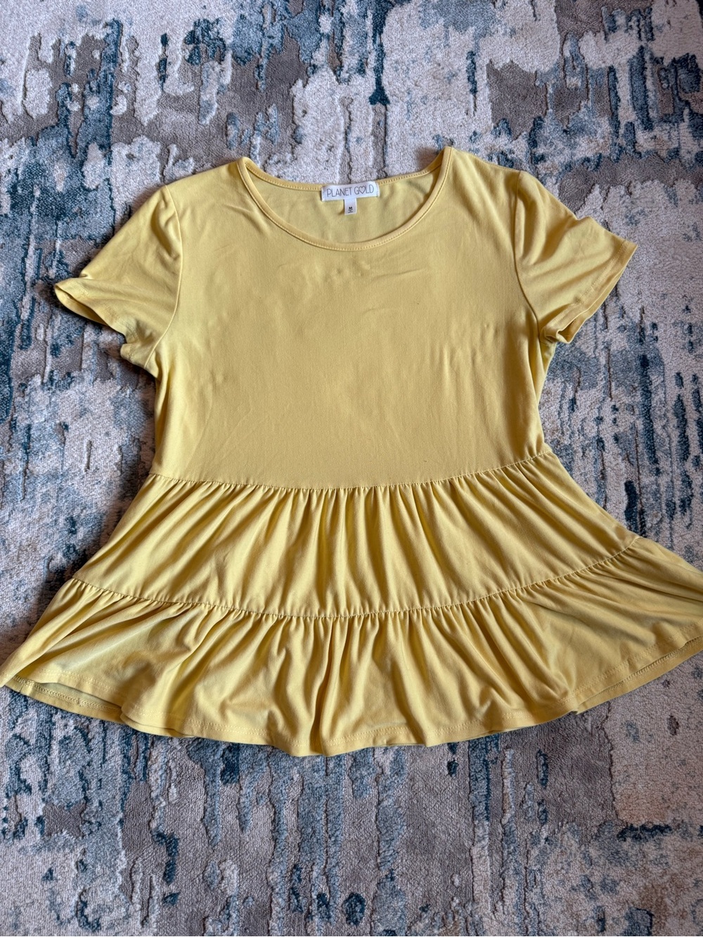 Planet Gold Sunny Yellow Tiered Short Sleeve Tunic